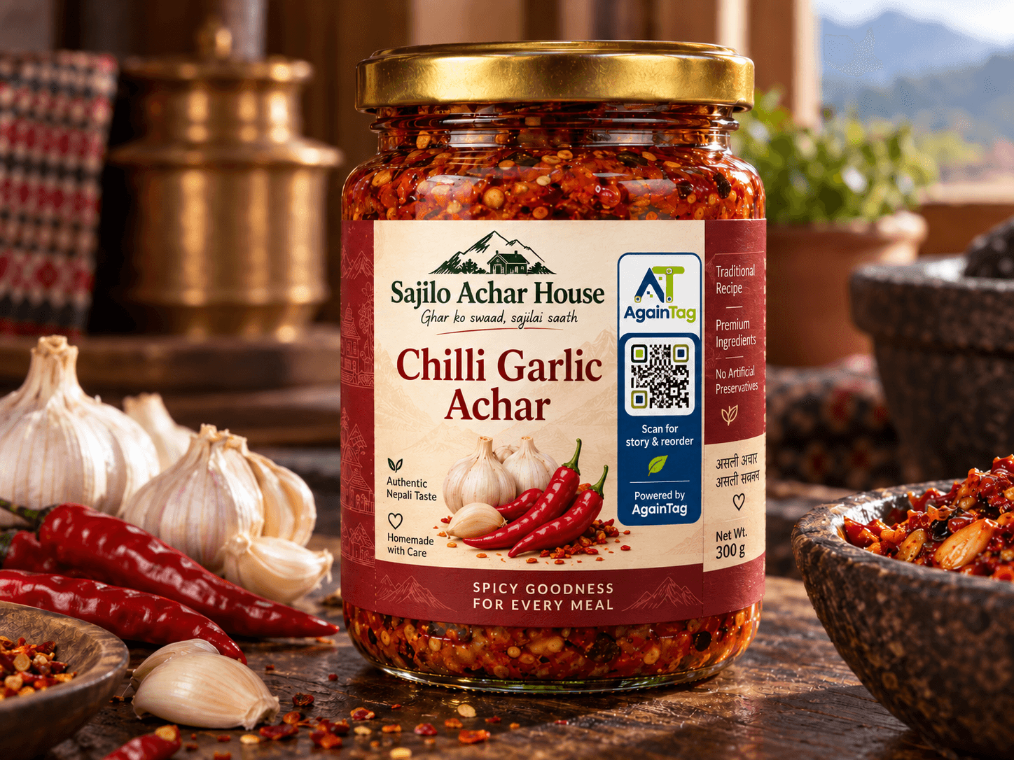 Khursani Lahsun ko Achar (Chilli Garlic Pickle)